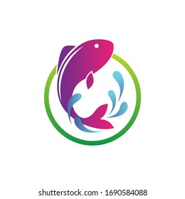 Fish illustration logo design vector