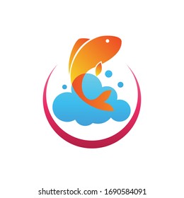 Fish illustration logo design vector