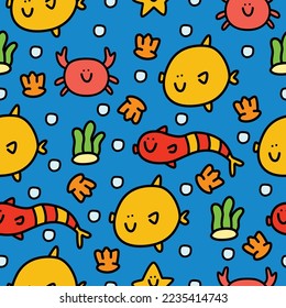 Diseño de patrones de ilustración de peces para elemento decorativo