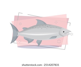 Fish illustration. Salmon, trout, fishing. Food concept. Can be used for topics like fish market, sea food, restaurant menu