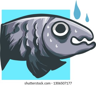 Fish illustration with scared face for any design purpose.