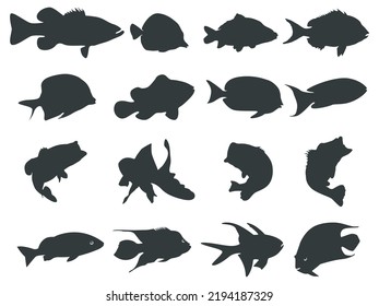 Fish illustration silhouettes Collection, Fish silhouettes Free Vector