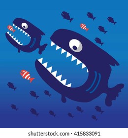 Fish illustration, t-shirt graphics, vectors