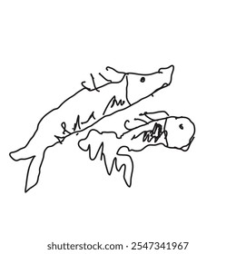 Fish illustration. Vector of children's doodles. Abstract image.