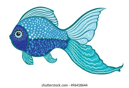 fish illustration Vector, decorative, cartoon, line drawing