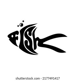 Fish illustration vector design with black and white color theme for logo and icon