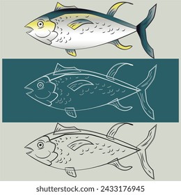 Ilustración de pescado Vector y arte de línea