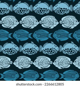 Fish Illustration Vector Seamless Pattern Design for Texture Wallpaper Greeting Card Wrapping Paper