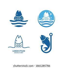 Plantilla vectorial de logotipo de ilustración de peces