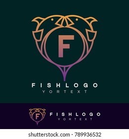 fish initial Letter F Logo design