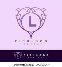 fish initial Letter L Logo design