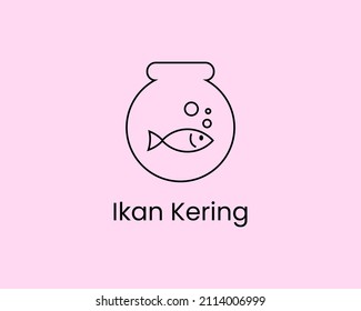 fish inside bowl simple logo design, eps10 isolated