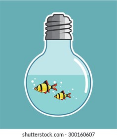 Fish Inside the Light Bulb vector illustration