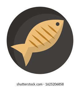 fish isolated flat color icon