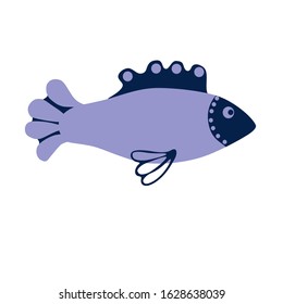 fish isolated on white background in flat design style, vector illustration