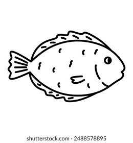 Fish isolated on white background. Vector hand-drawn illustration in doodle style. Perfect for logo, various designs. Underwater world.