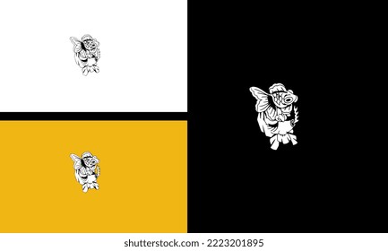 fish japanese vector illustration outline design