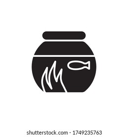 fish jar icon glyph vector. isolated on white background