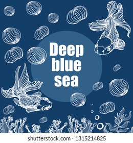 fish and jellyfish vector illustration hand drawing