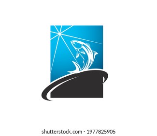 fish jump in front of star light burst