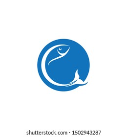 Fish jump Logo Template vector icon design
