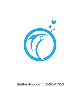 Fish jump Logo Template vector icon design
