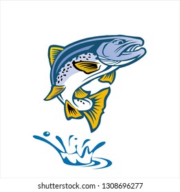 Fish Jump Out Water Stock Vector (Royalty Free) 1308696277