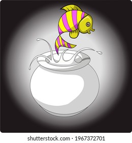 a fish jumped out of the tank