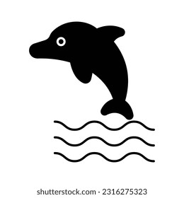 Fish jumping Glyph Vector Icon that can easily edit or modify

