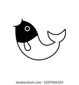Fish jumping Glyph Vector Icon that can easily edit or modify

