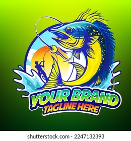 fish jumping mascot vector illustration
