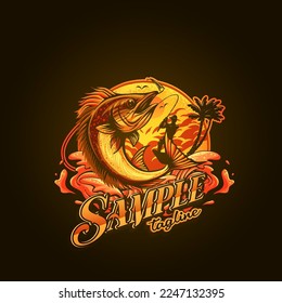 fish jumping mascot vector illustration