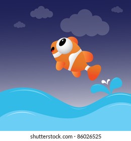 Fish jumping out of the water