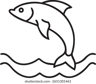 Peixe Saltando Para Fora Da Água Preto Vetor Ícone, Movimento Splash, Cena De Pesca, Design Dinâmico Editável, Ícone De Animal Aquático