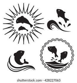 Fish Jumping Out Of Water Icons