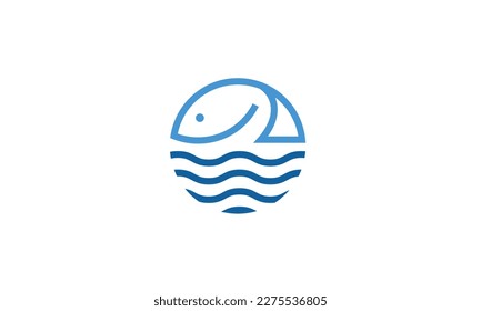 Fish jumping out of water logo vector template