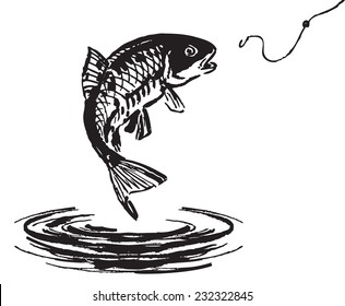 Fish jumping out of the water. Vector illustration.