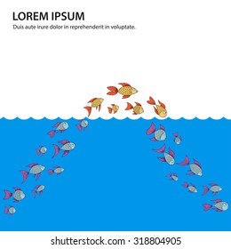 Fish jumping up out of the water - vector pattern. Concept background illustration/