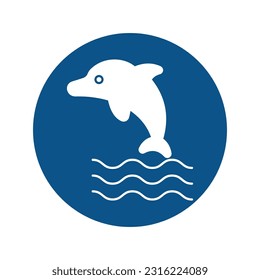 Fish jumping Vector Icon with trendy background colors that can easily edit or modify

