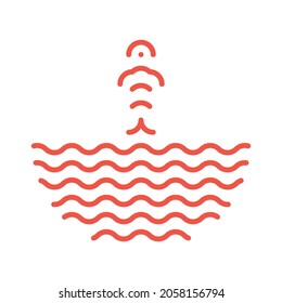 Fish jumping from water waves logo. Poke bowl logotype in linear style. Fish ramen noodles soup symbol isolated. Seafood icon for restaurant, food delivery, store, menu collection