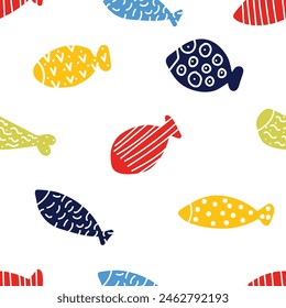 Fish. Kids background. Seamless pattern. Can be used in textile industry, paper, background, scrapbooking.
