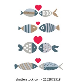 Fish. Kids illustration. Vector set.
