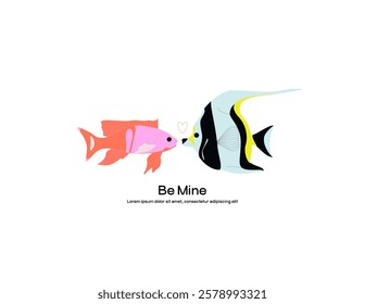 Fish kiss. Valentine's day card.