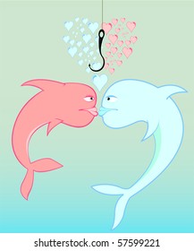 Fish kissing getting hooked