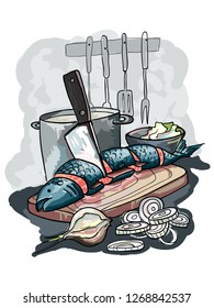 fish, kitchen, lunch