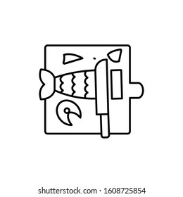 Fish knife cutting board icon. Simple line, outline vector cooking icons for ui and ux, website or mobile application