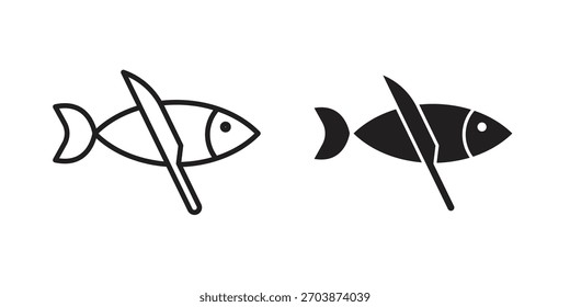 Pescado y un icono de cuchillo para el Diseño web, App móviles