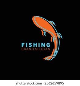 FIsh or Koi Fish or Fishing logo with simple design and color.