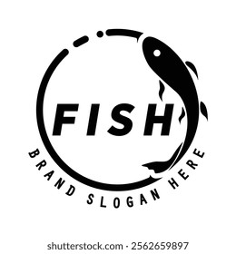 FIsh or Koi Fish or Fishing logo with simple design and color.