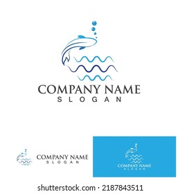 Fish koi icon design logo template,Creative vector symbol of fishing club or online shop.  
